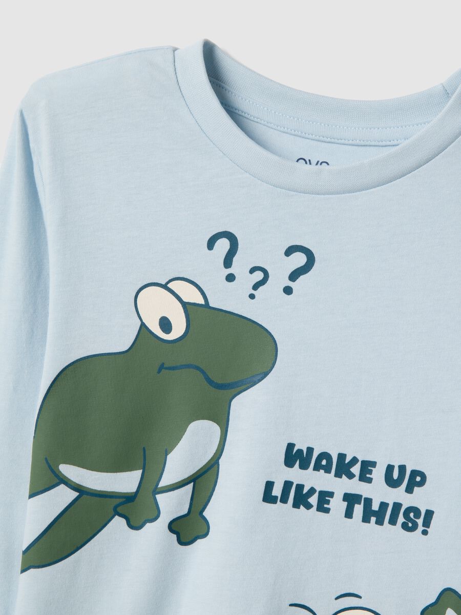 Regular fit blue pyjamas in pure cotton with print for children_2