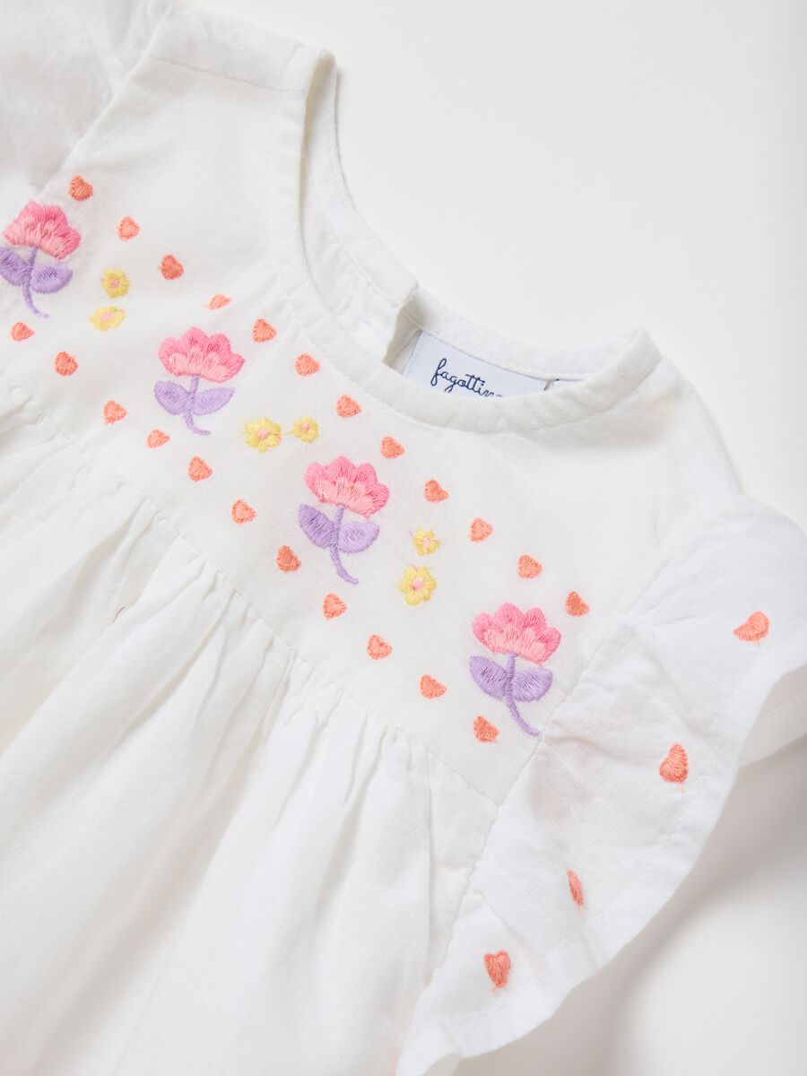 Newborn set with pure white cotton top and denim shorts_2