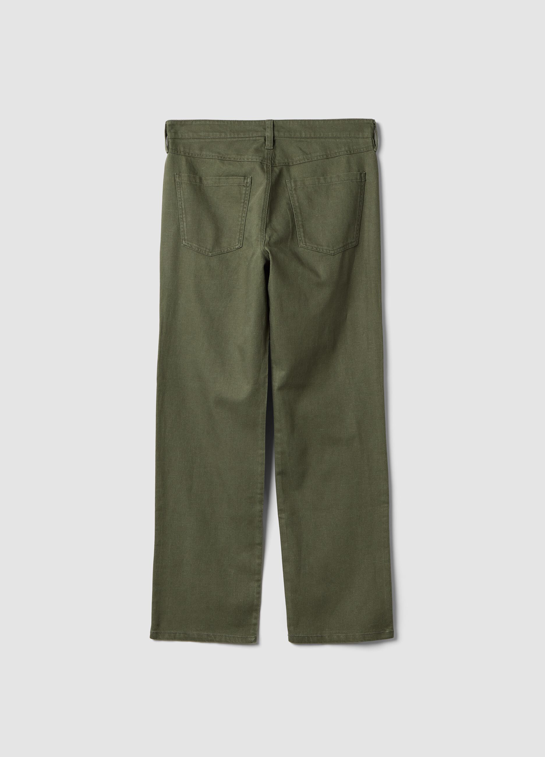 Green linen-cotton blend trousers