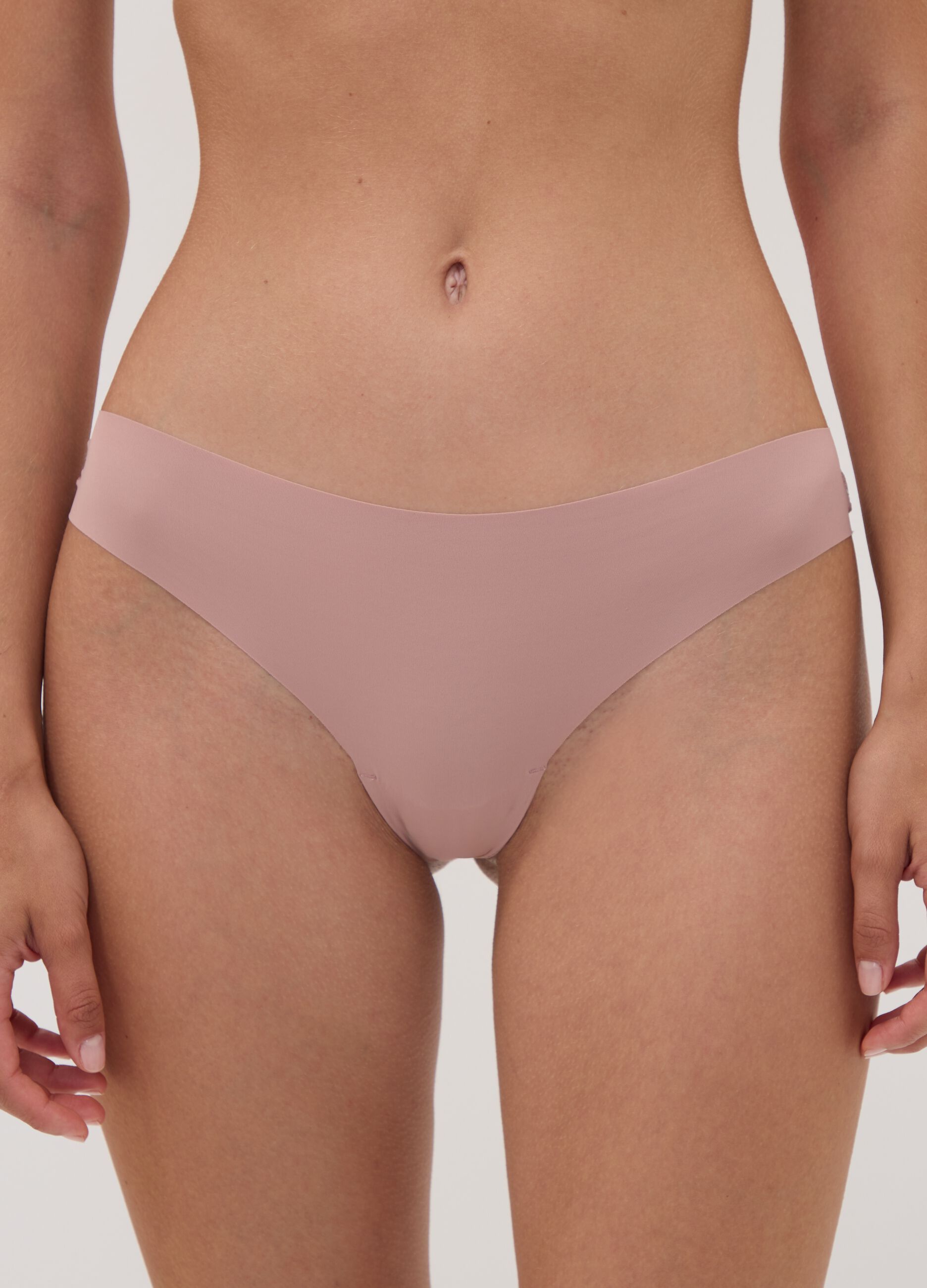 Pink Brazilian knickers in stretchy microfibre with lace