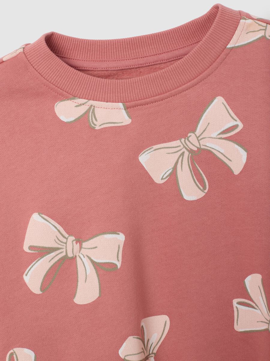 Girls' pink pure cotton sweatshirt, regular fit with crew neck_2