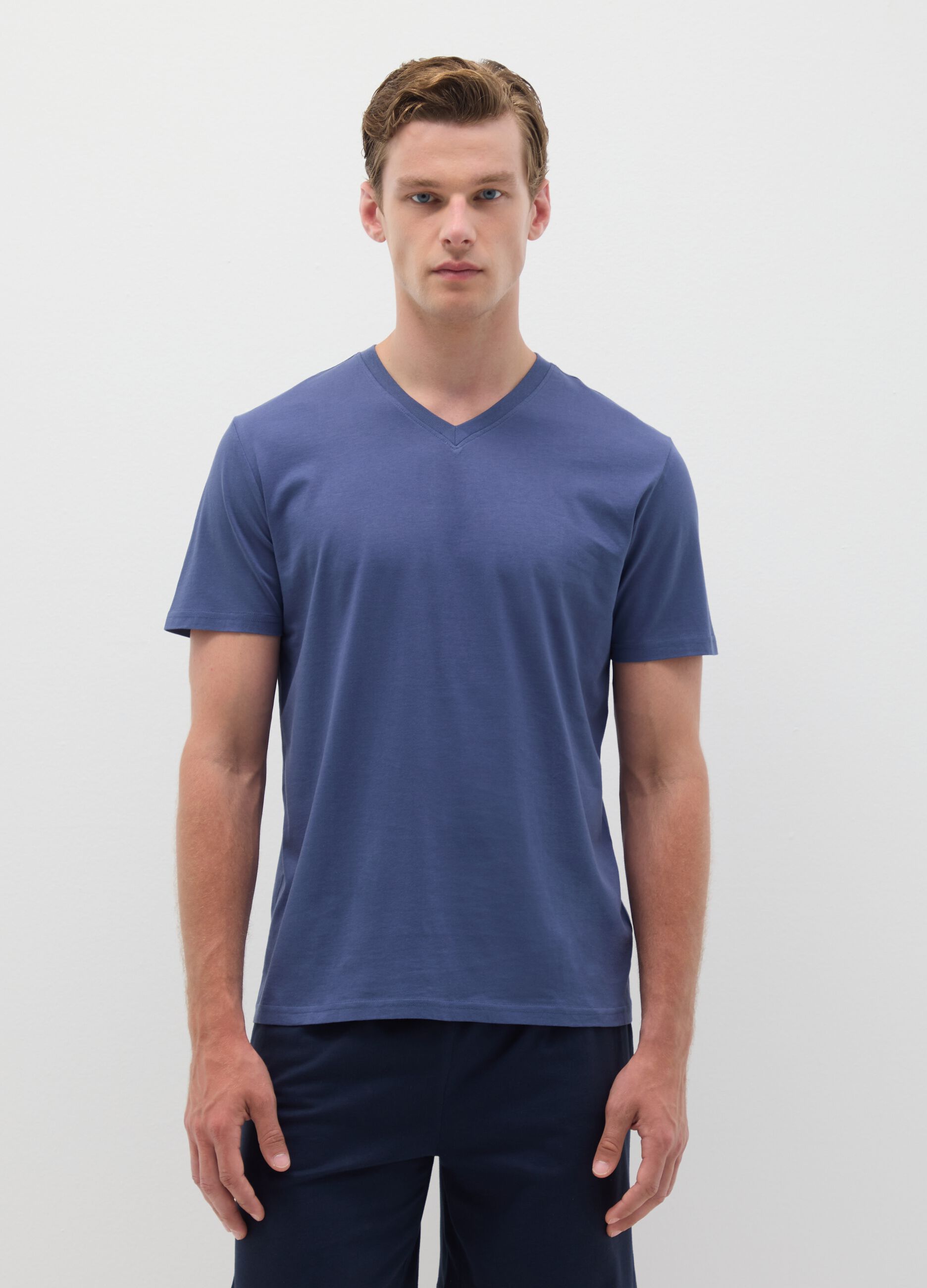 Pigiama in puro cotone blu regular fit
