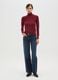 Red Ribbed Sweater with High Neck Regular Fit_0