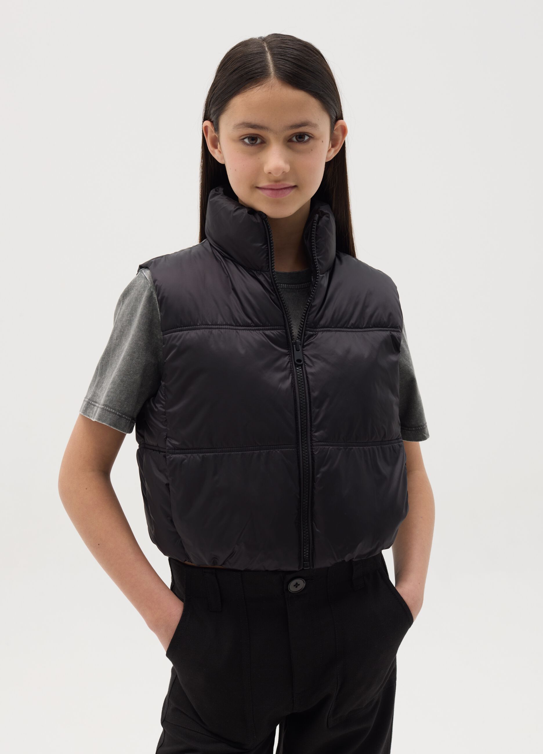 Quilted gilet in water-repellent fabric