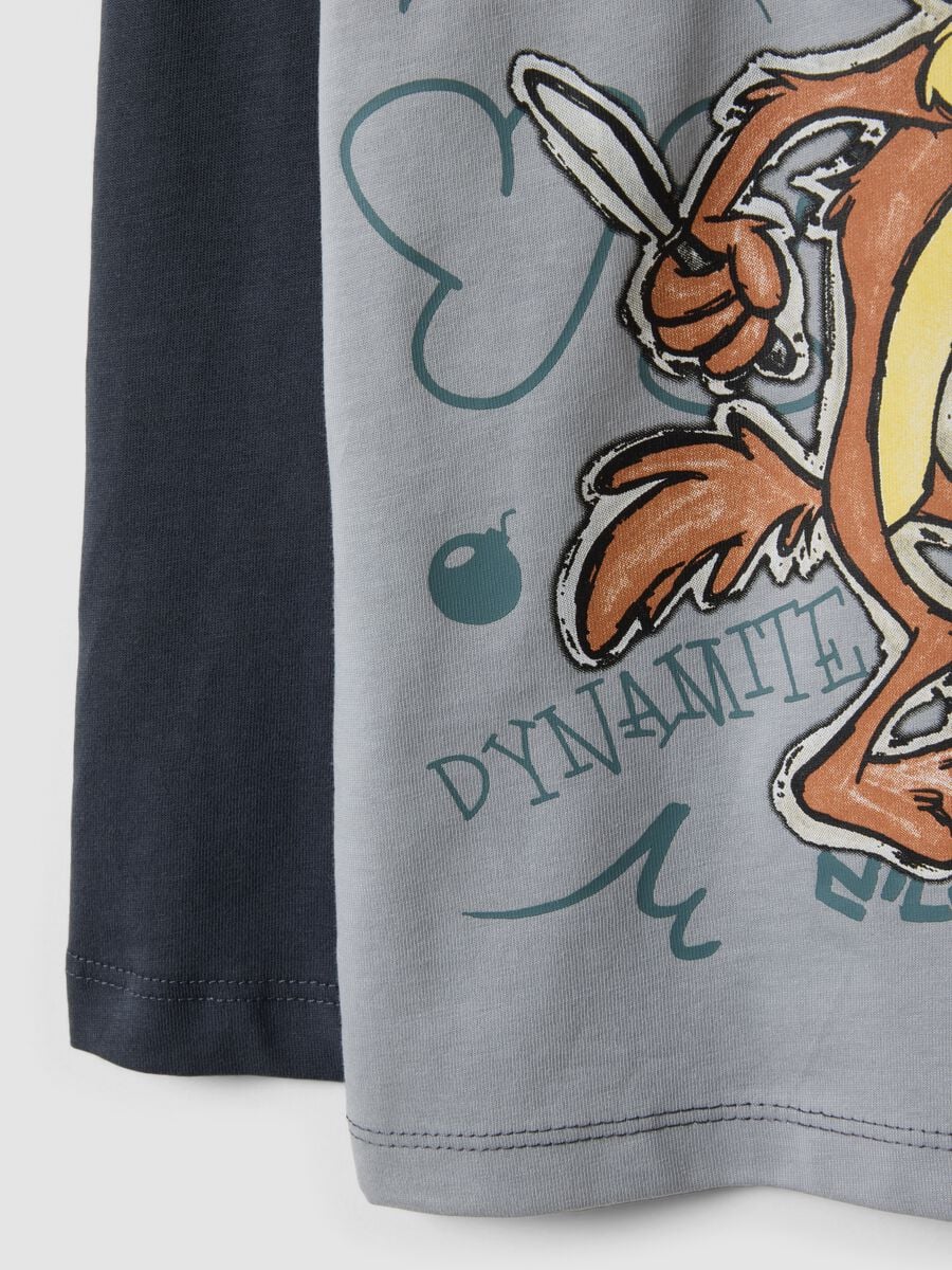 Grey pure cotton Looney Tunes print T-shirt for boys_3