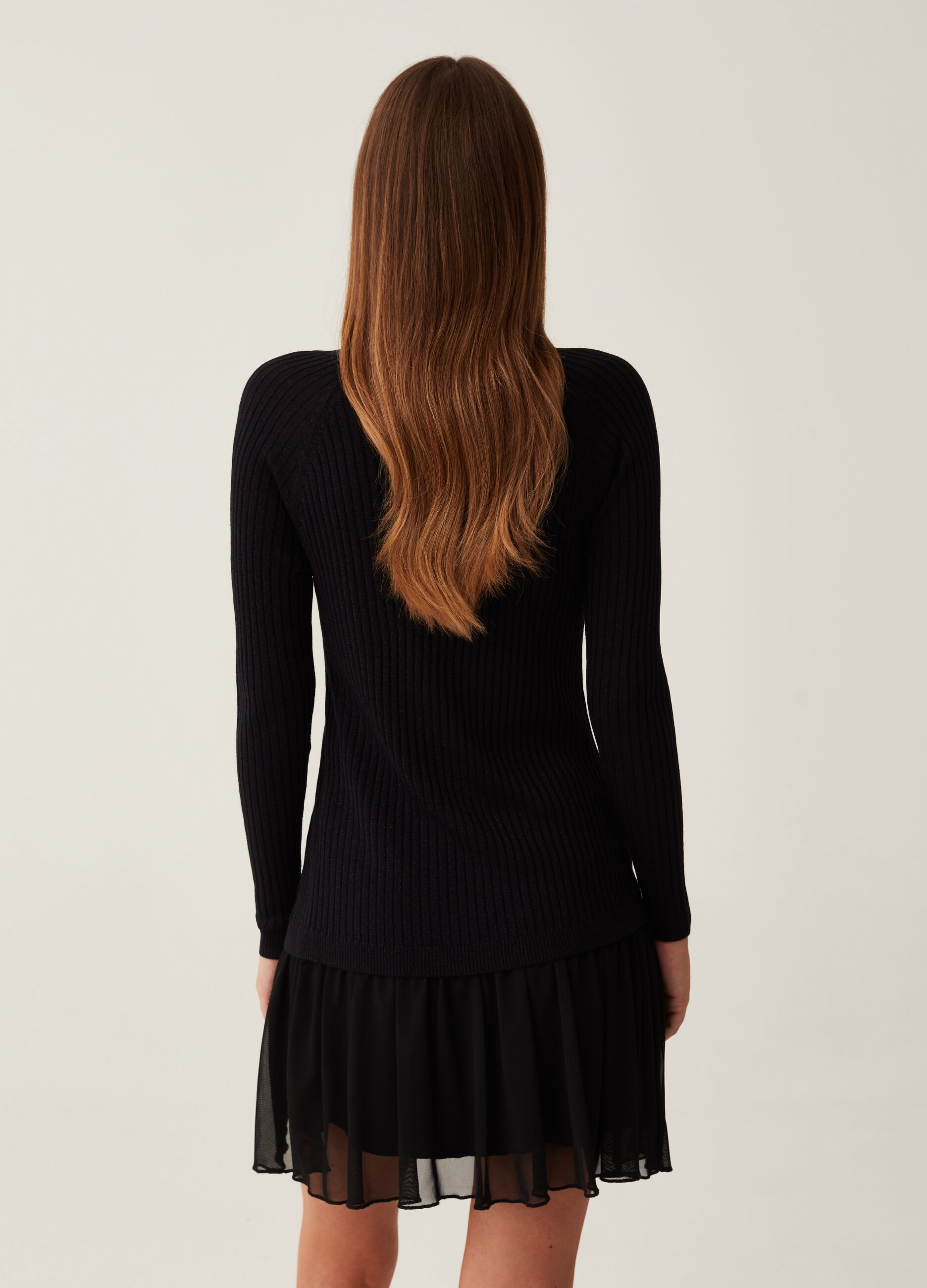 Maglia premaman in lurex con scollo a V Nero NICOL CARAMEL da