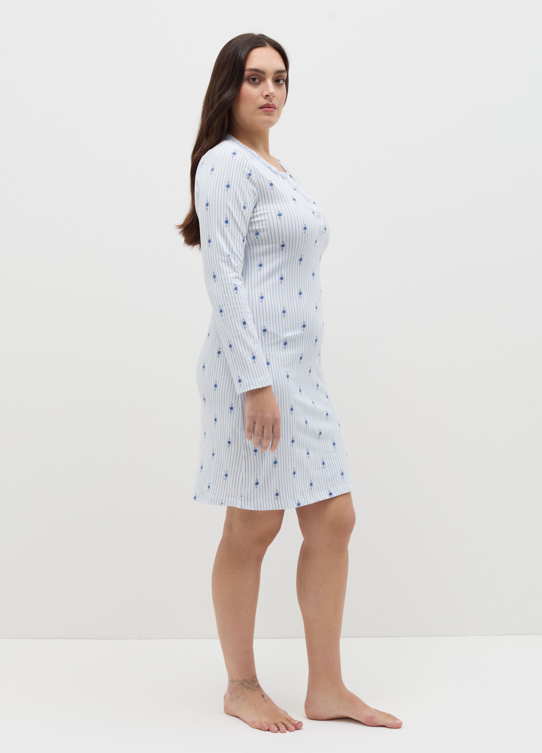 Striped nightshirt with flowers