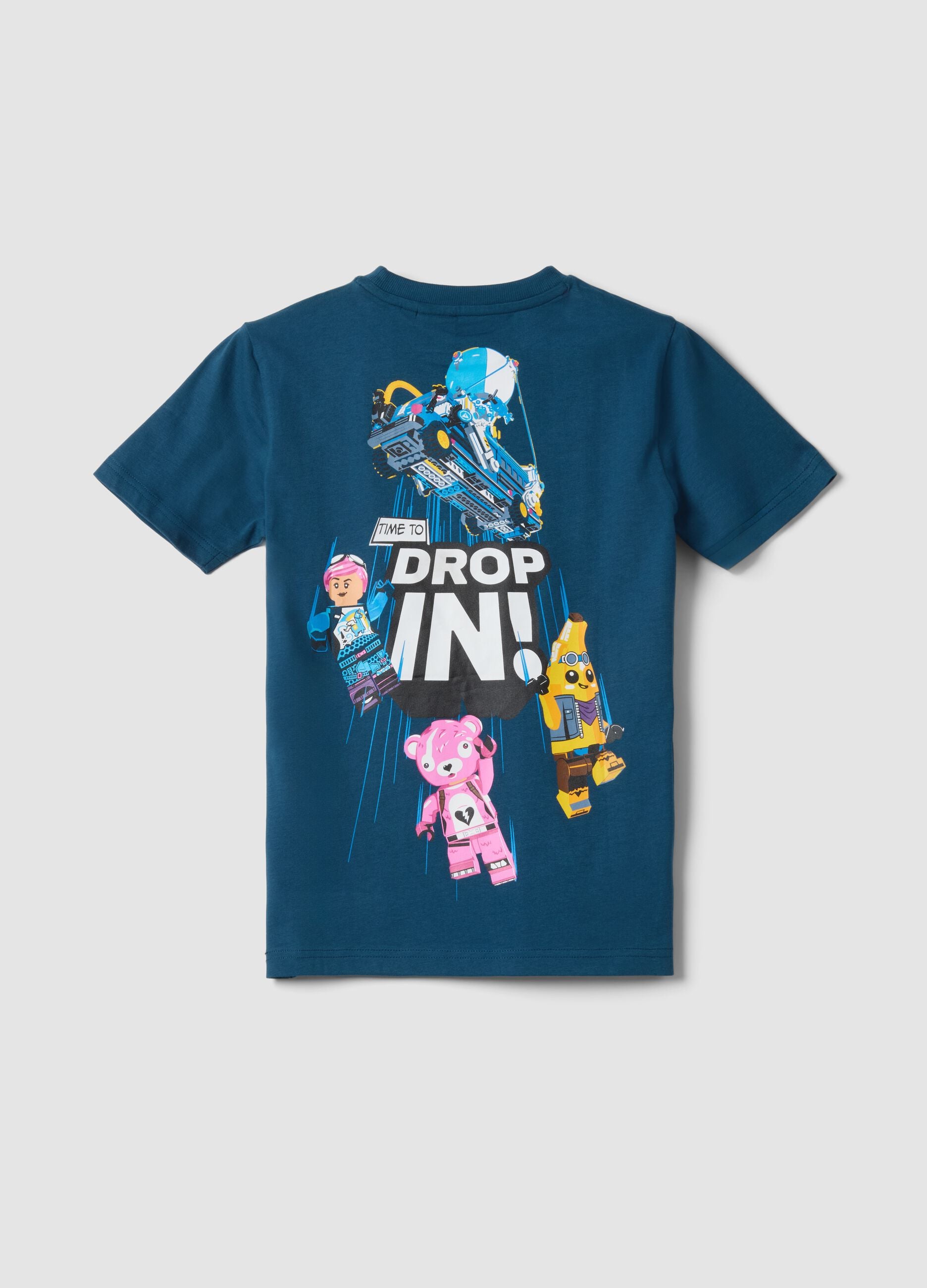 Kids' blue pure cotton t-shirt regular fit with prints