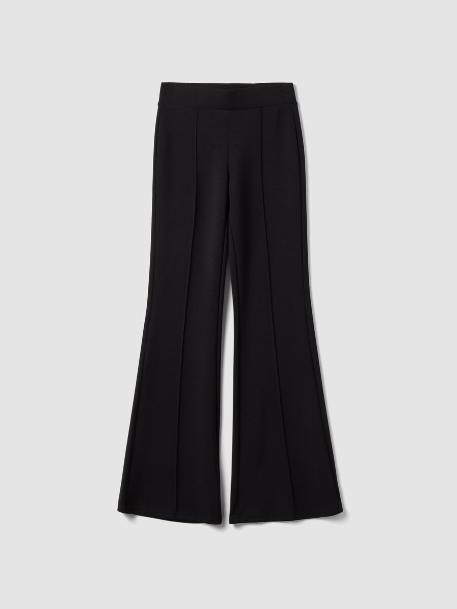 Black flared trousers in stretch modal_0