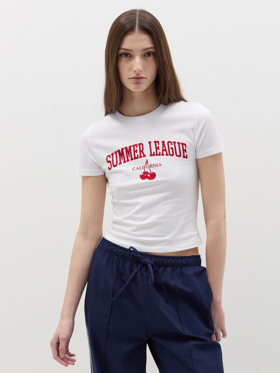 Crop T-shirt with lettering print_0