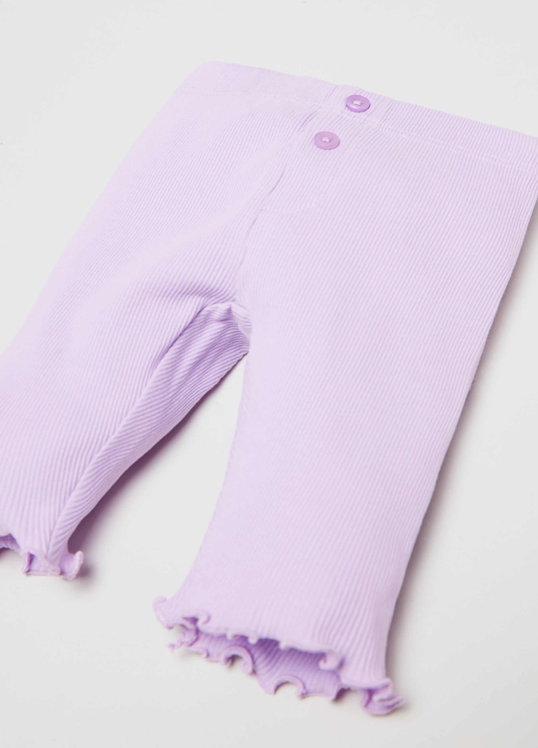 Leggings a costine con orlo ondulato_2