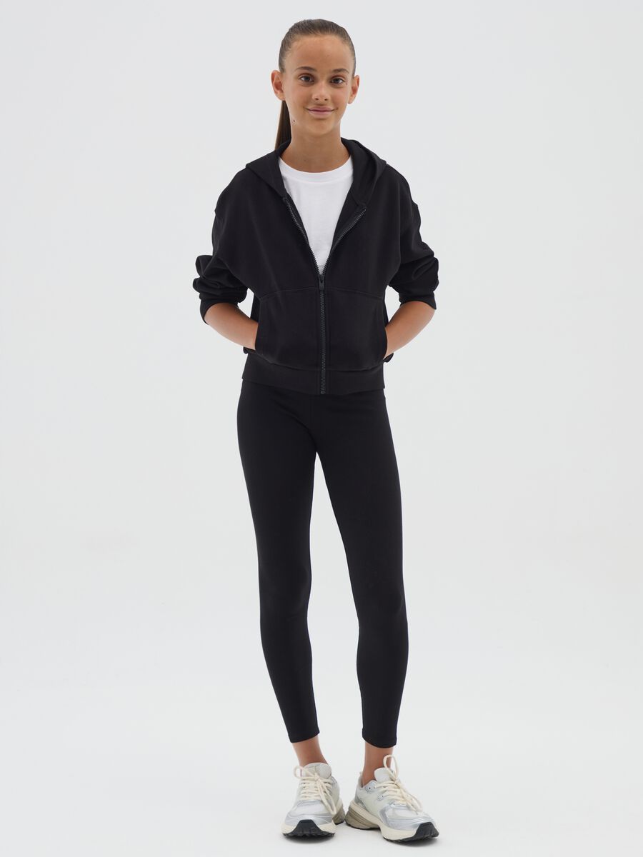 Girls' stretchy cotton skinny black leggings_1