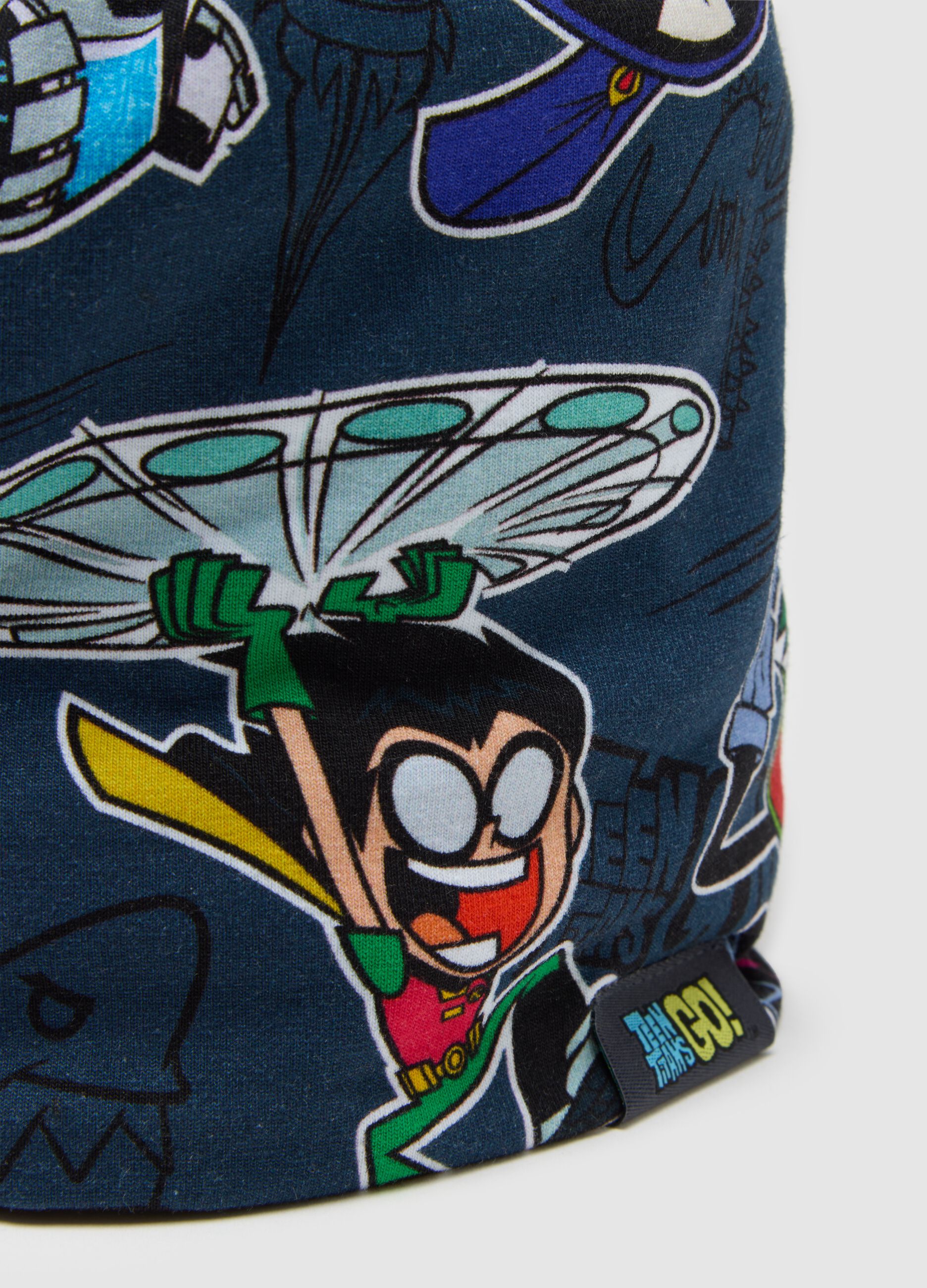 Berretto da bambino in cotone multicolor con stampa Teen Titans