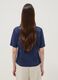 Blue pure cotton T-shirt with openwork embroidery, regular fit_3