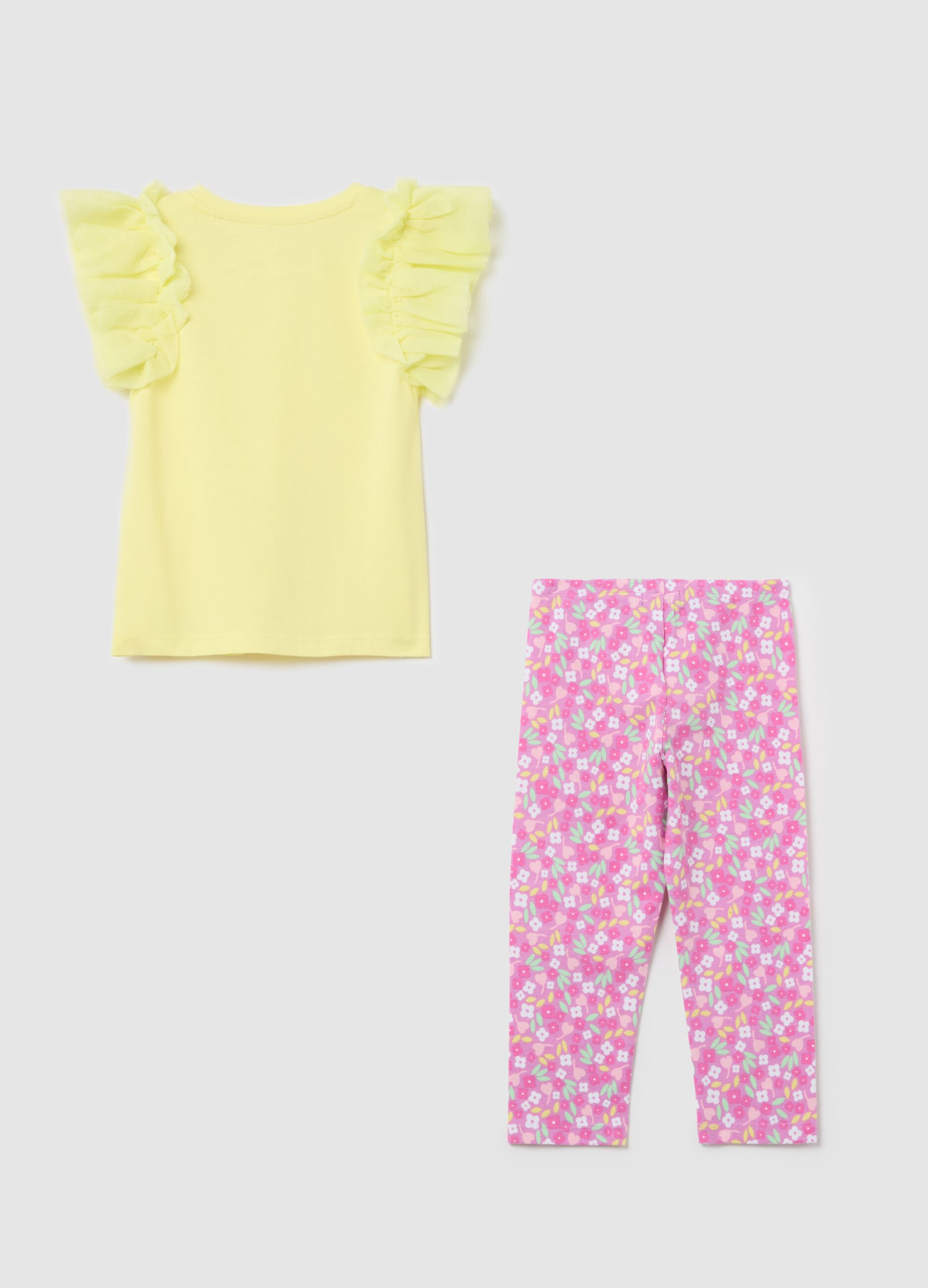 Cotton jogging set with flounce and print
