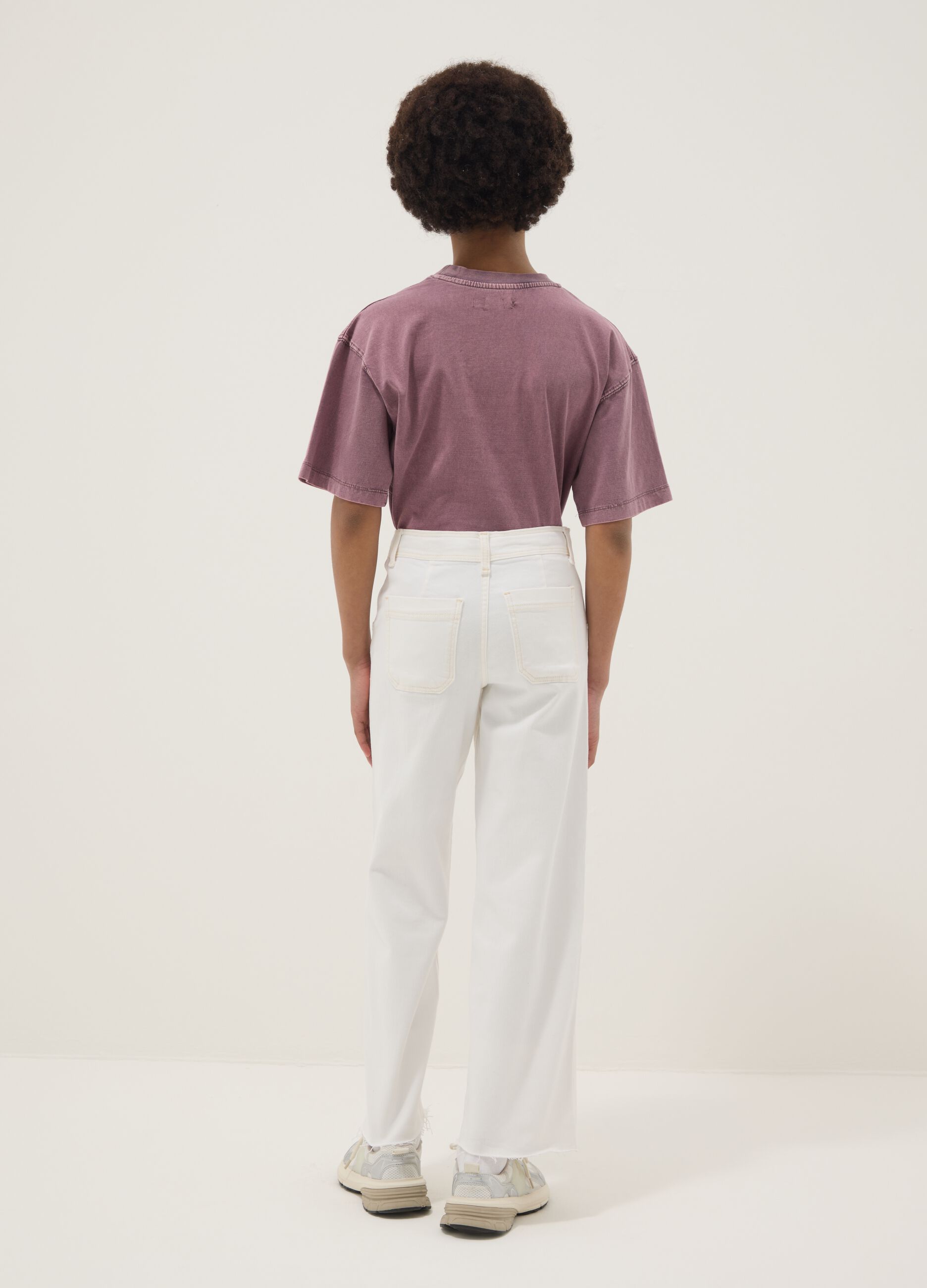 Pantaloni culotte in cotone elasticizzato bianchi da ragazza
