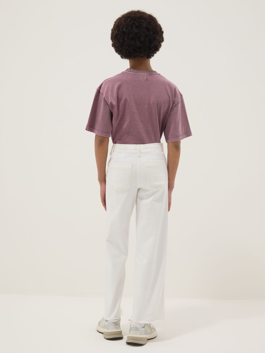 Pantaloni culotte in cotone elasticizzato bianchi da ragazza_1