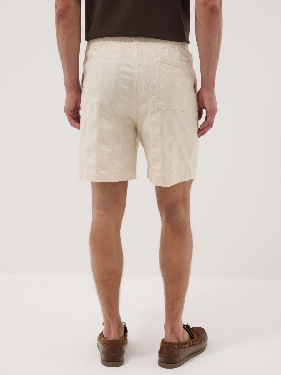 Beige chino Bermuda shorts in pure cotton with elasticated waist_2