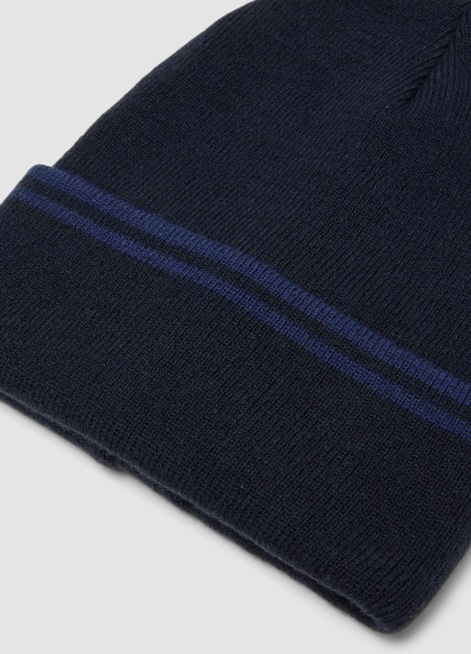 Blue beanie with turn-up