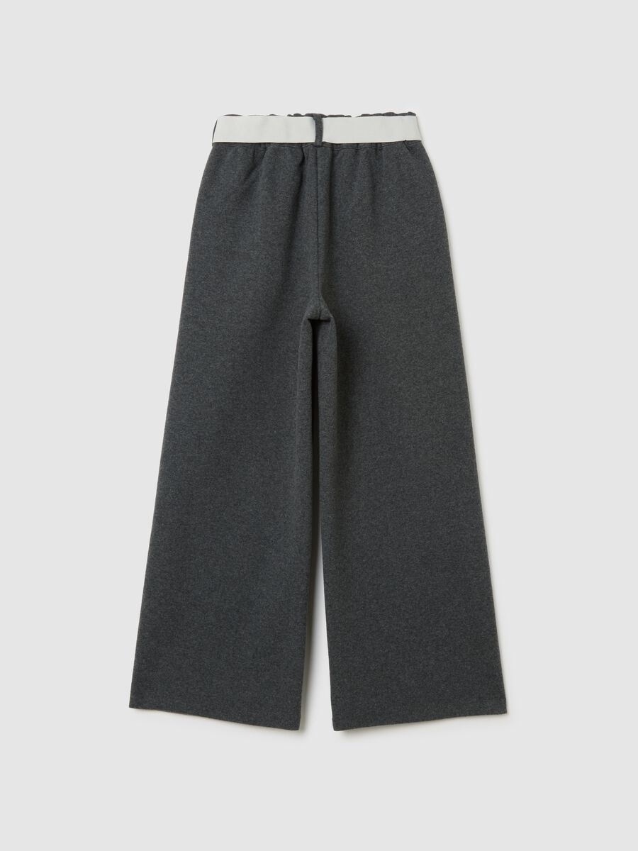 Girls' grey regular fit trousers with white belt_1