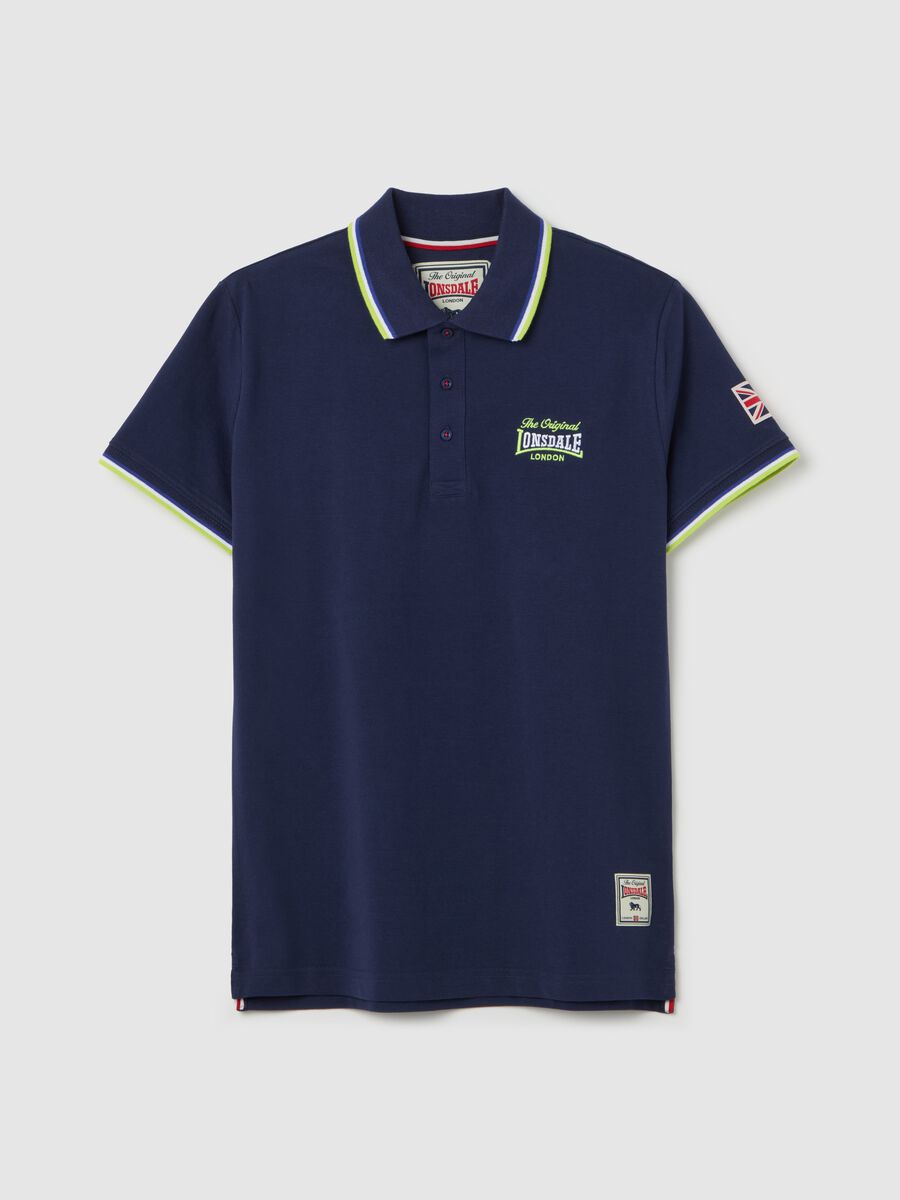 Lonsdale blue polo shirt with short sleeves in cotton_4