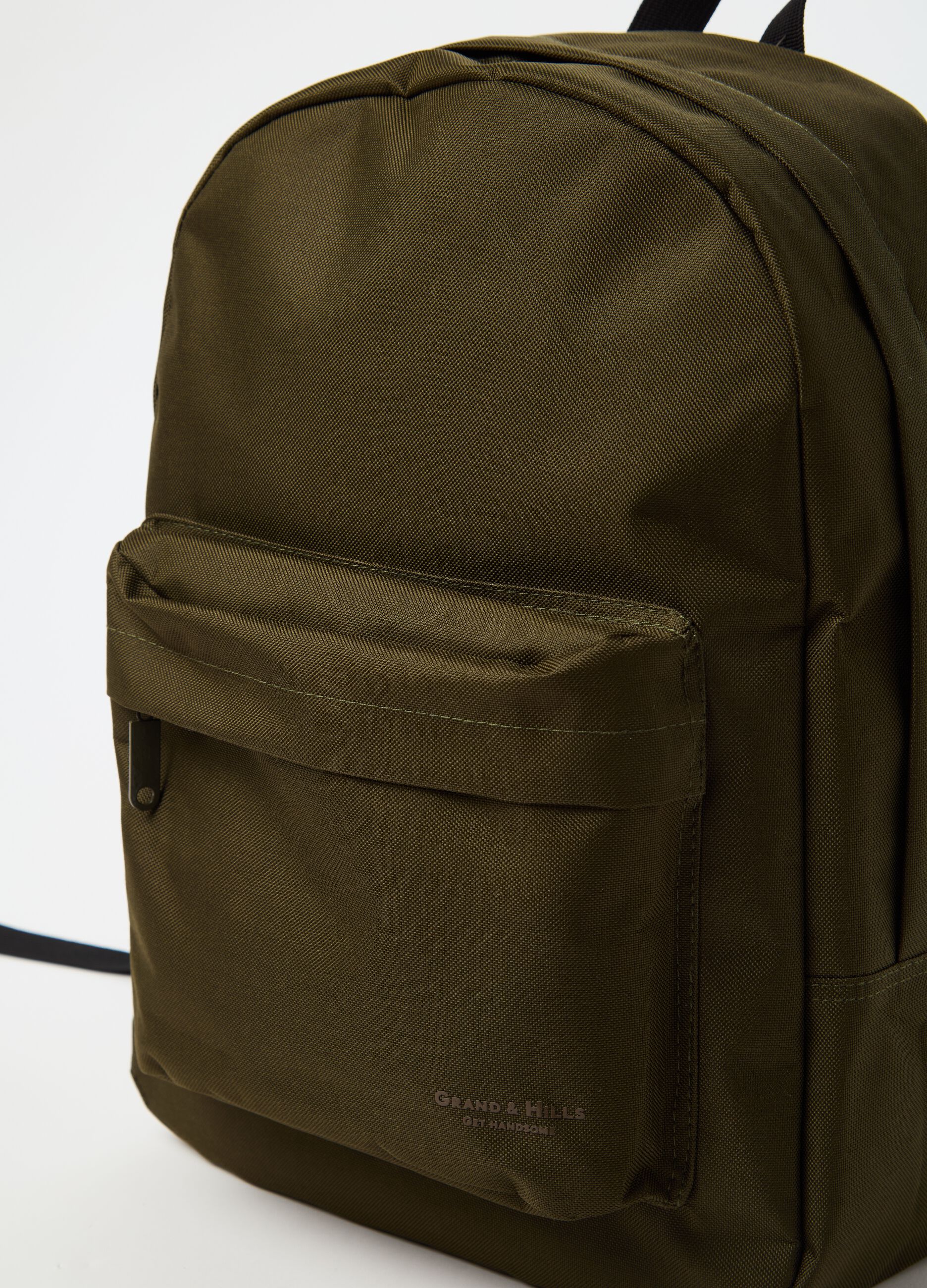 Backpack with external pocket and logo print