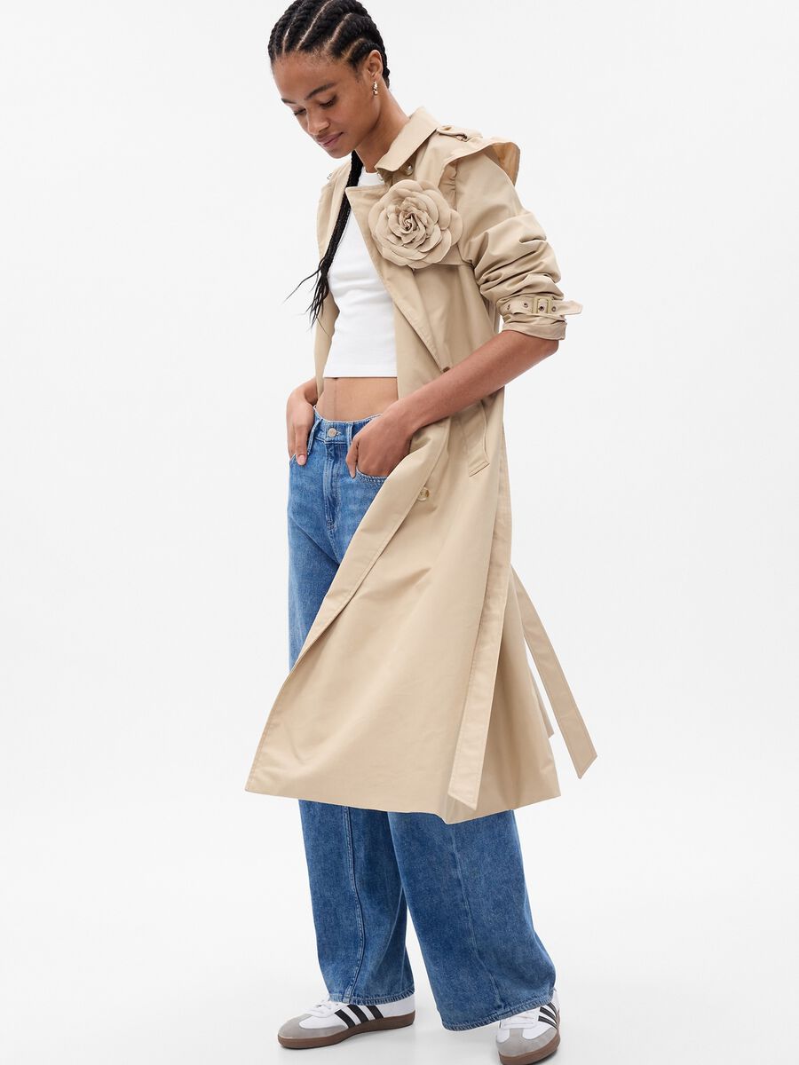 LoveShackFancy double-breasted trench coat with flounce_1