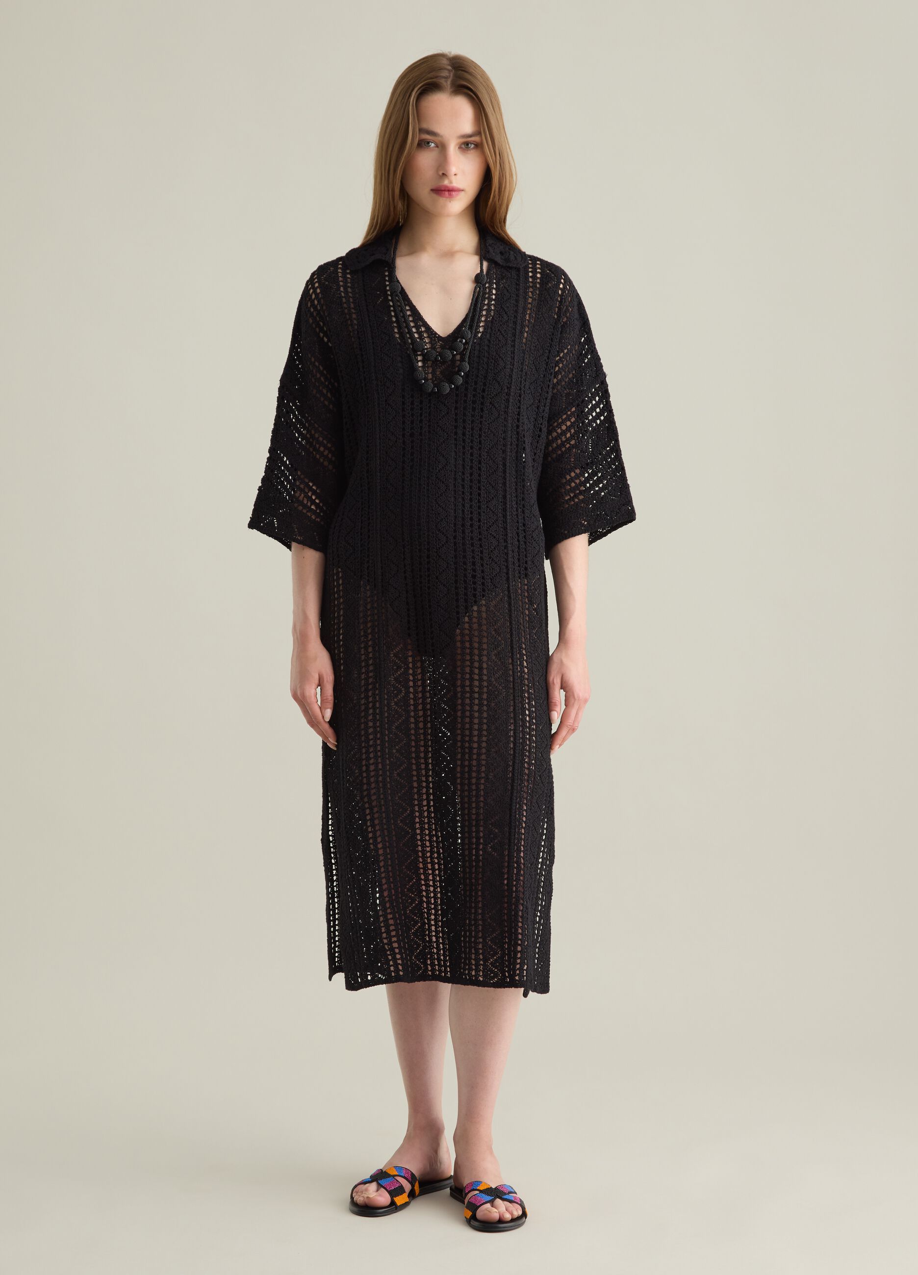 Women's Long Black Pure Cotton Dress