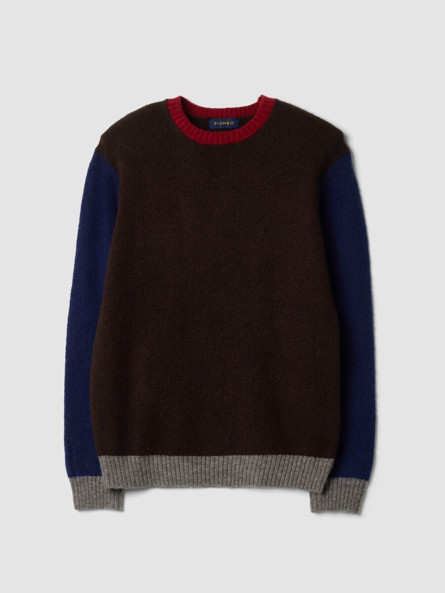 Maglione marrone girocollo in lana e alpaca elasticizzate regular fit_4