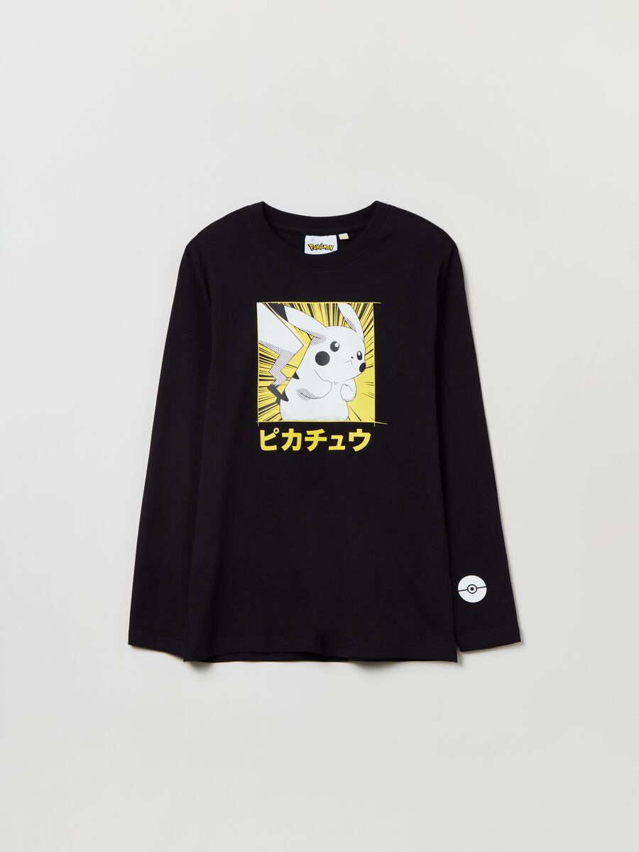 T-shirt a maniche lunghe stampa Pikachu_0