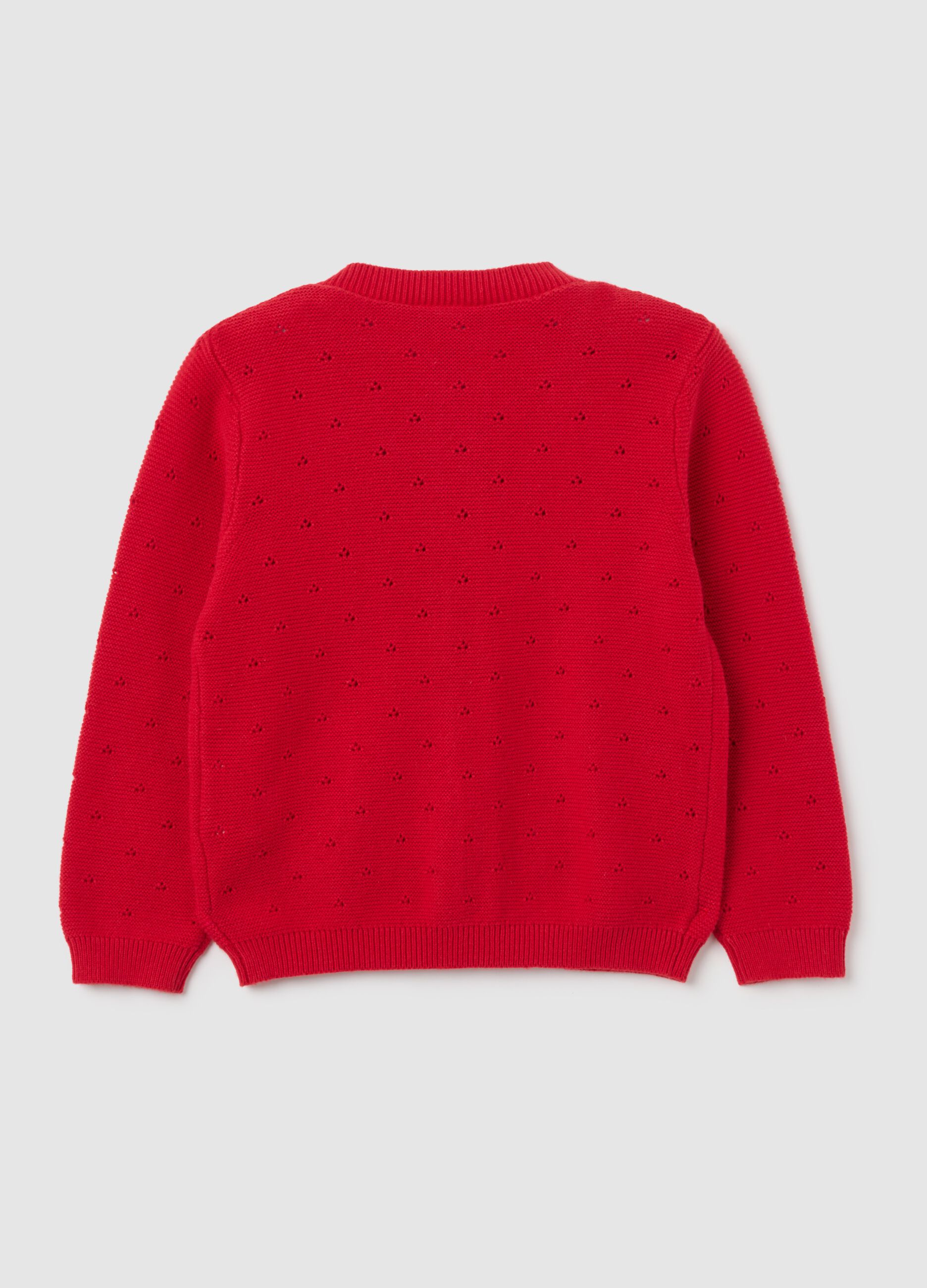 Girls' Red Pure Cotton Regular Fit Cardigan