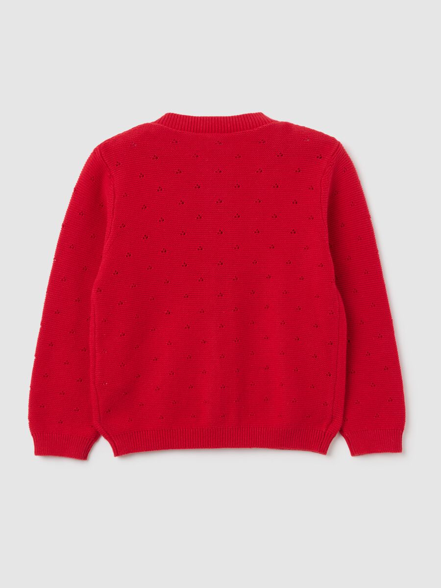 Girls' Red Pure Cotton Regular Fit Cardigan_1