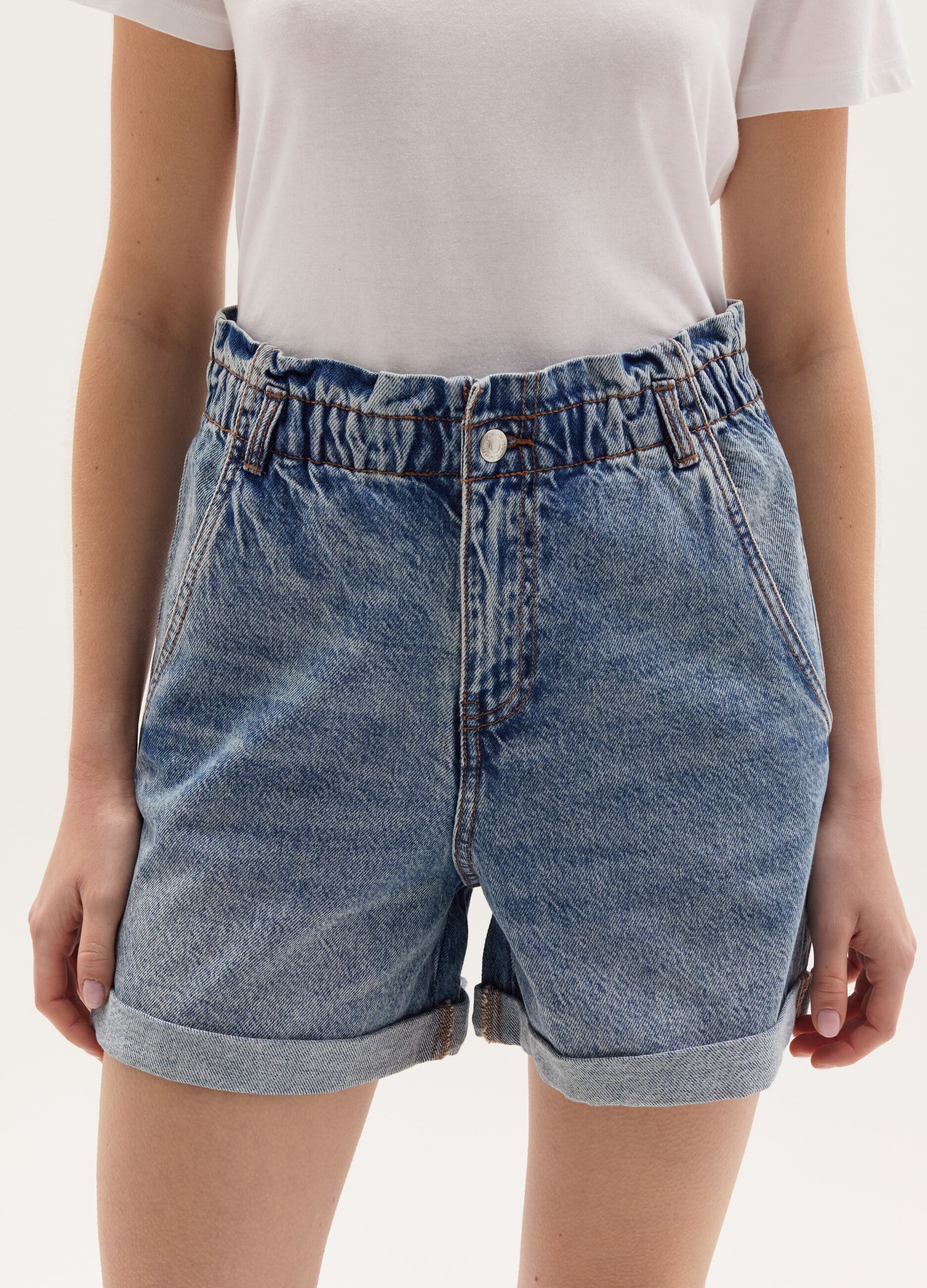 Shorts paper bag in denim