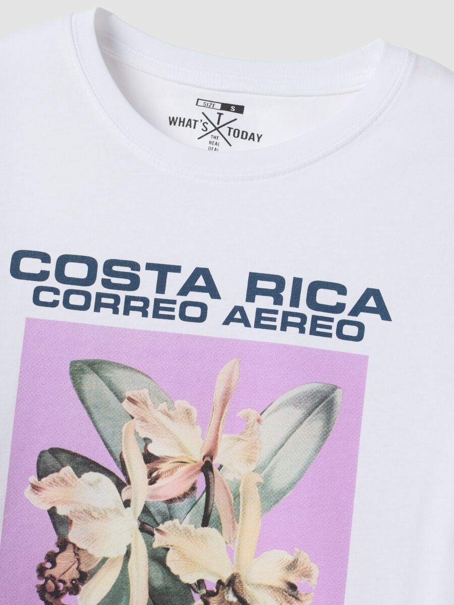 White pure cotton T-shirt with front print_1