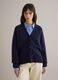 Blue cardigan in pure cotton with deep V-neck_0