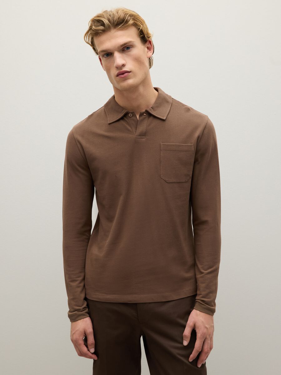 Brown pure cotton regular fit polo_0