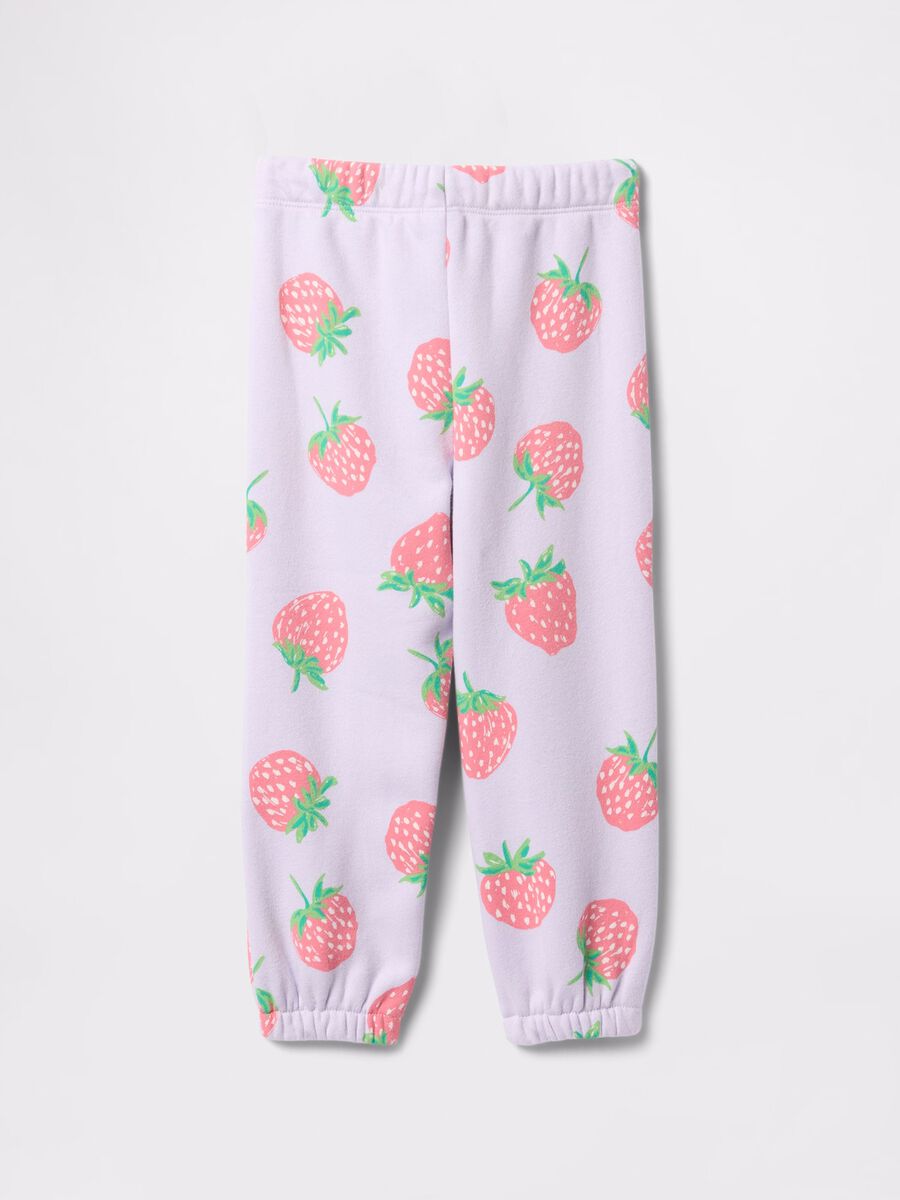 Purple joggers with drawstring and strawberries print_1