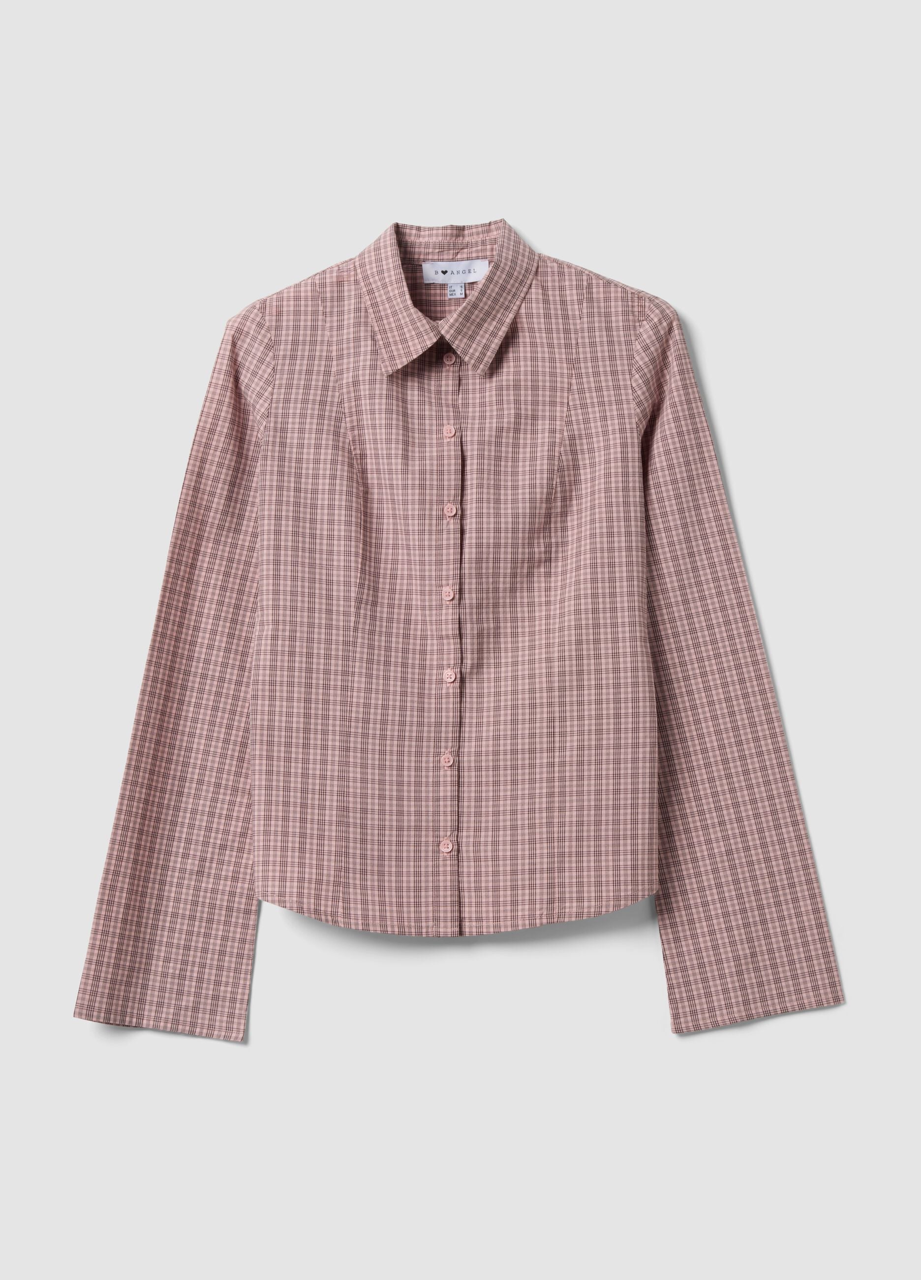 Pink checked slim-fit pure cotton poplin shirt