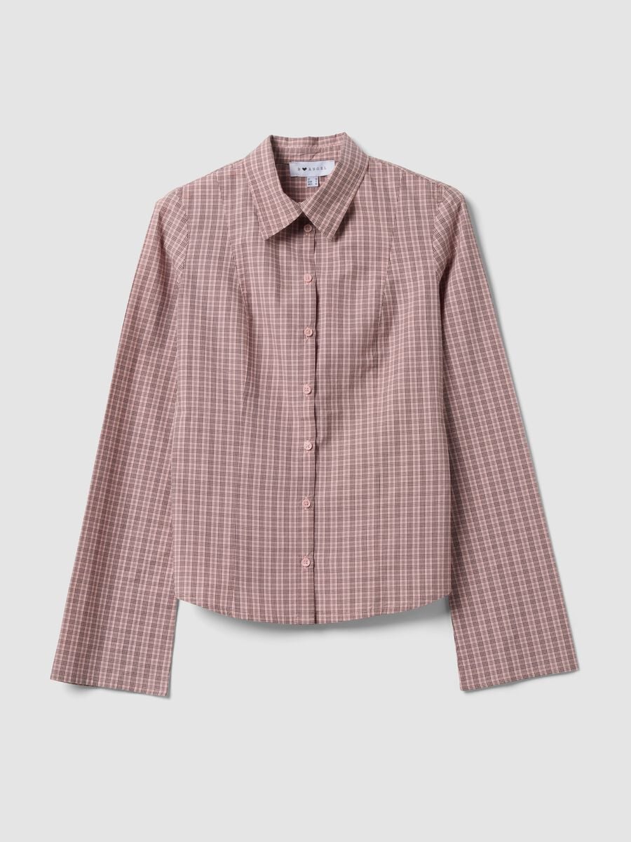 Pink checked slim-fit pure cotton poplin shirt_0