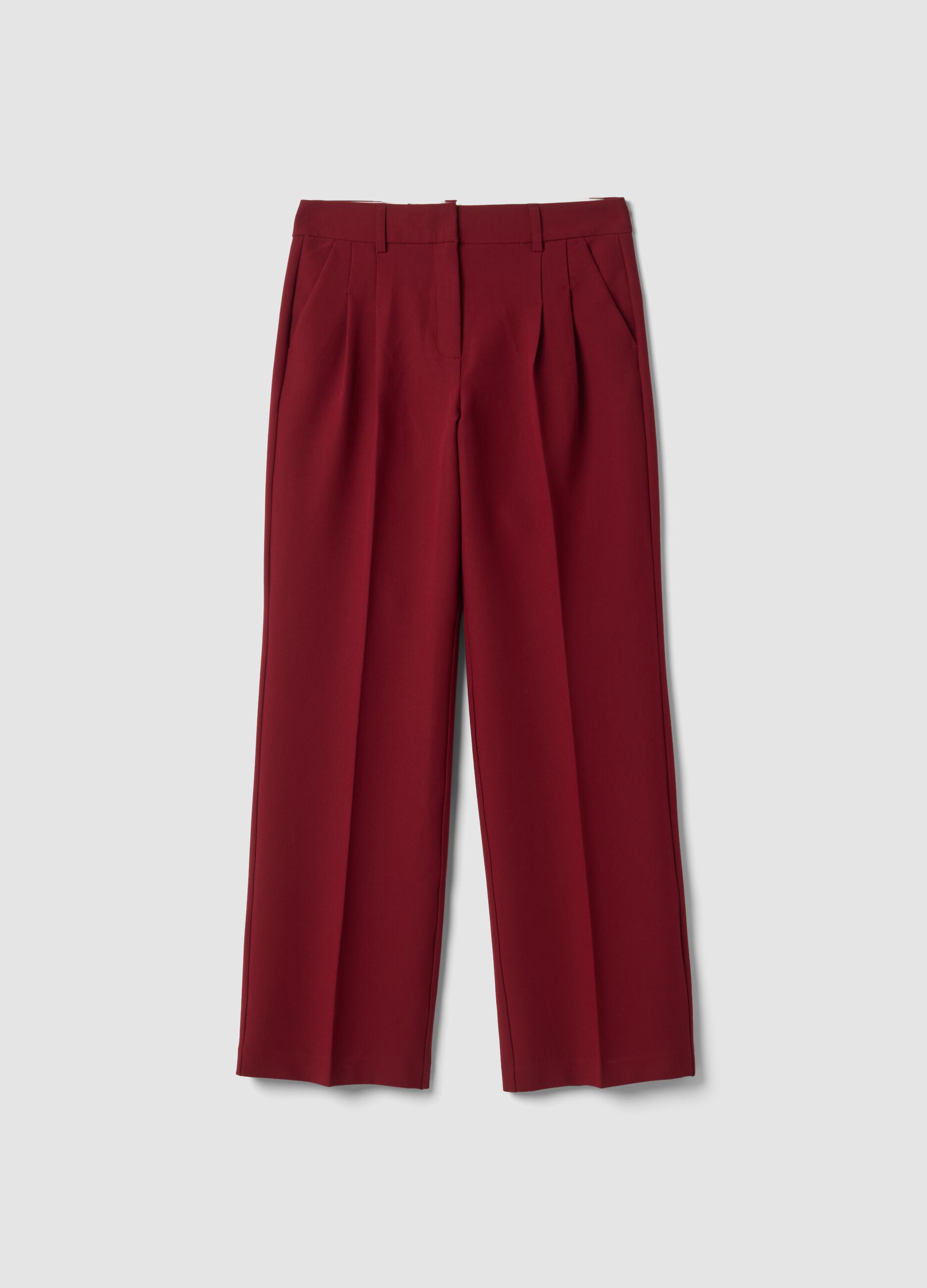 Red wide-leg formal trousers in stretch viscose blend