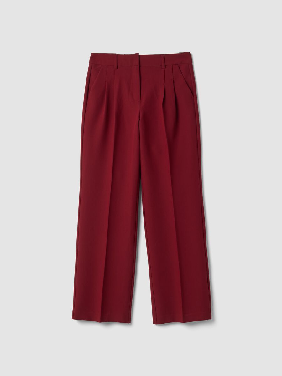Red wide-leg formal trousers in stretch viscose blend_0