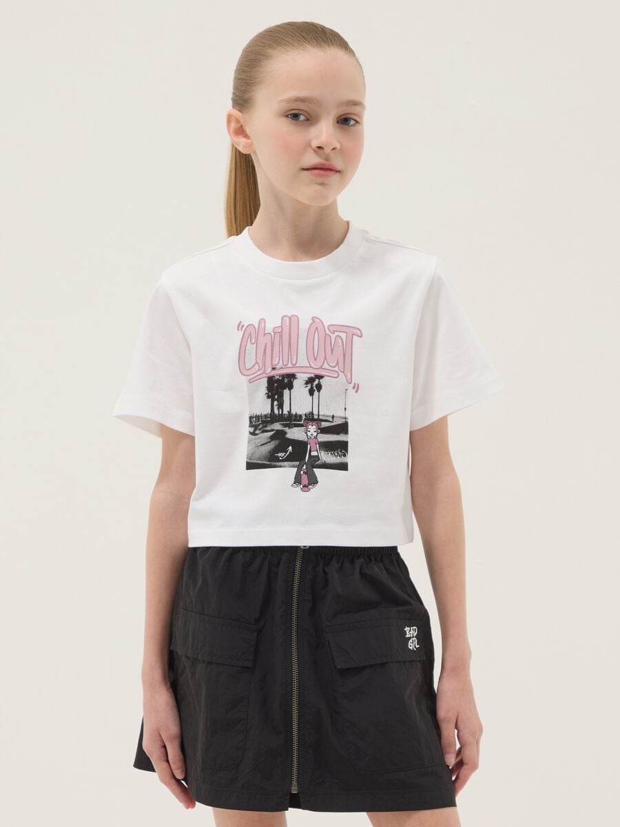 White organic cotton printed T-shirt_0