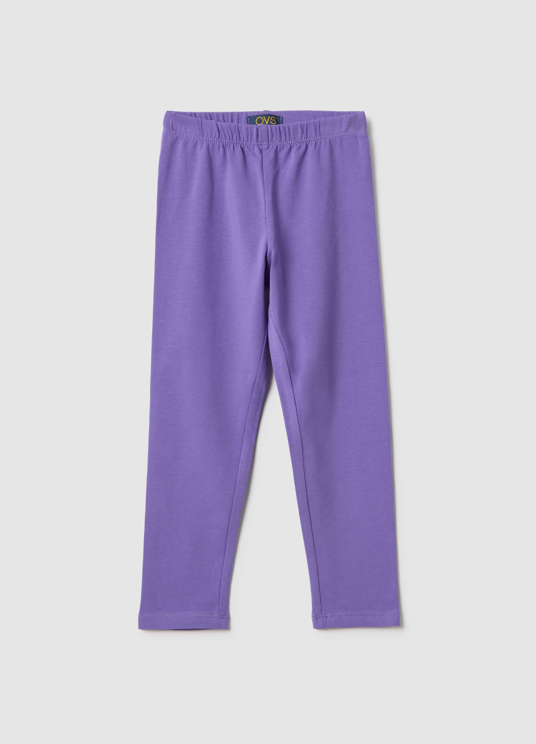Girls' Violet Stretch Cotton Slim Fit Leggings