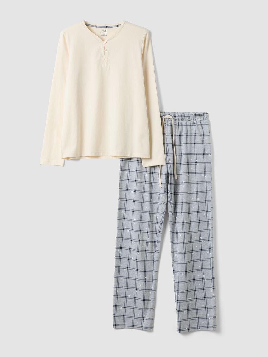 Beige pure organic cotton crew-neck pyjamas_4