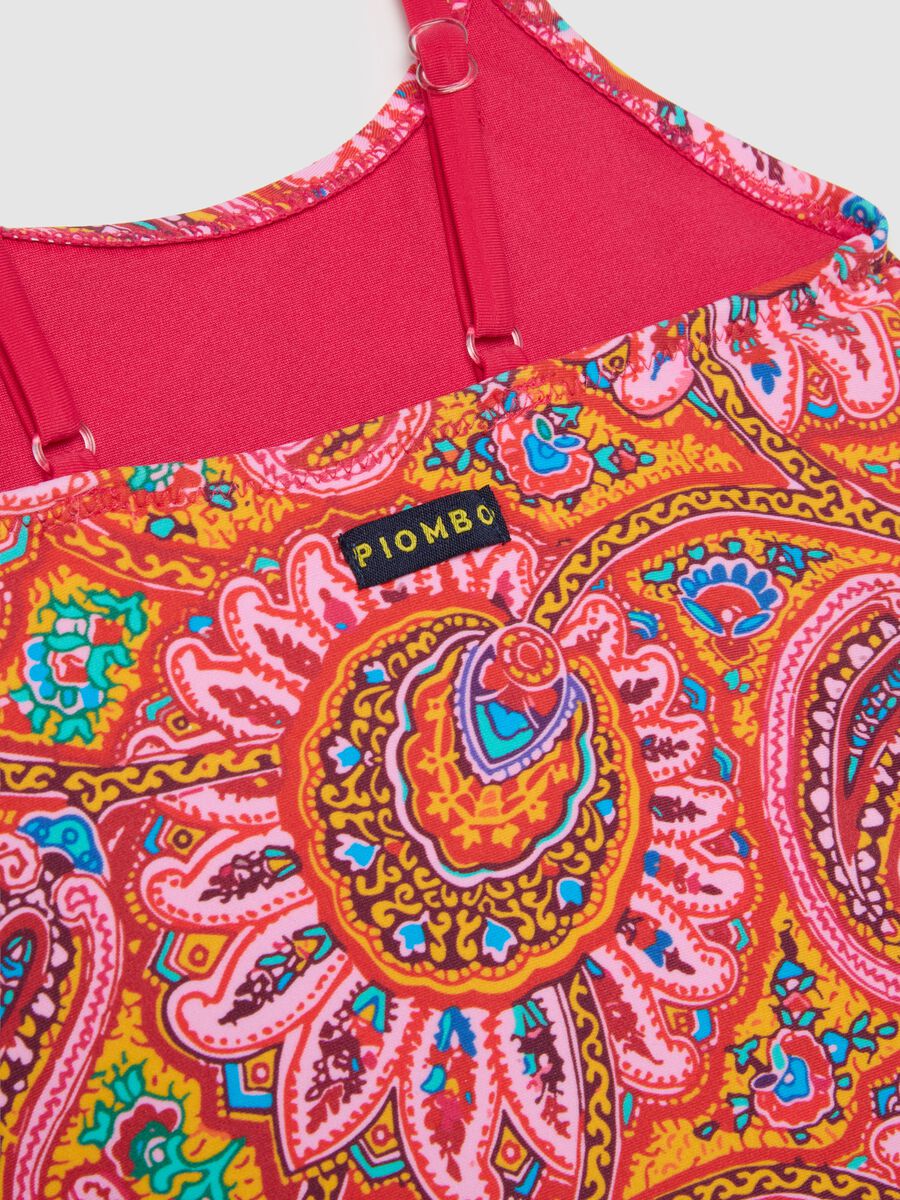 Girls' one-piece swimsuit in multicolored stretch fabric with adjustable straps_3