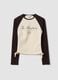 T-shirt beige in cotone elasticizzato con girocollo_4