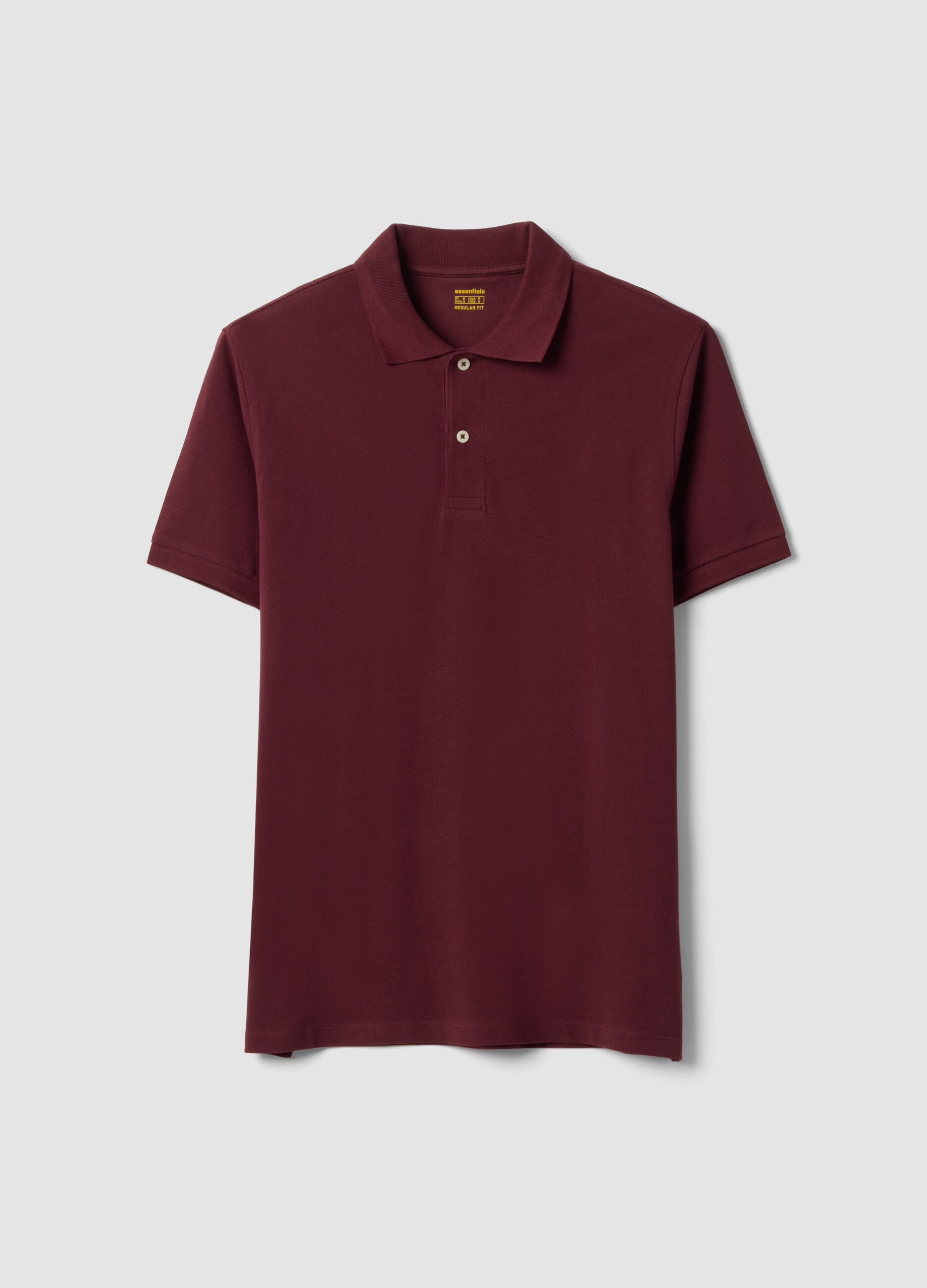 Red pure cotton piqu&eacute; polo shirt with classic collar, regular fit