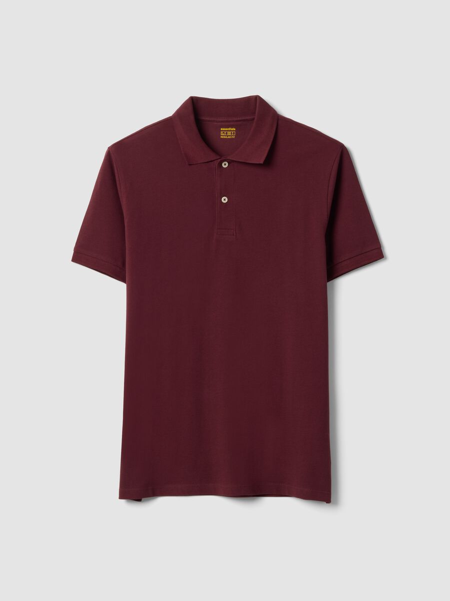Polo rossa in puro cotone piquet con colletto classico regular fit_0