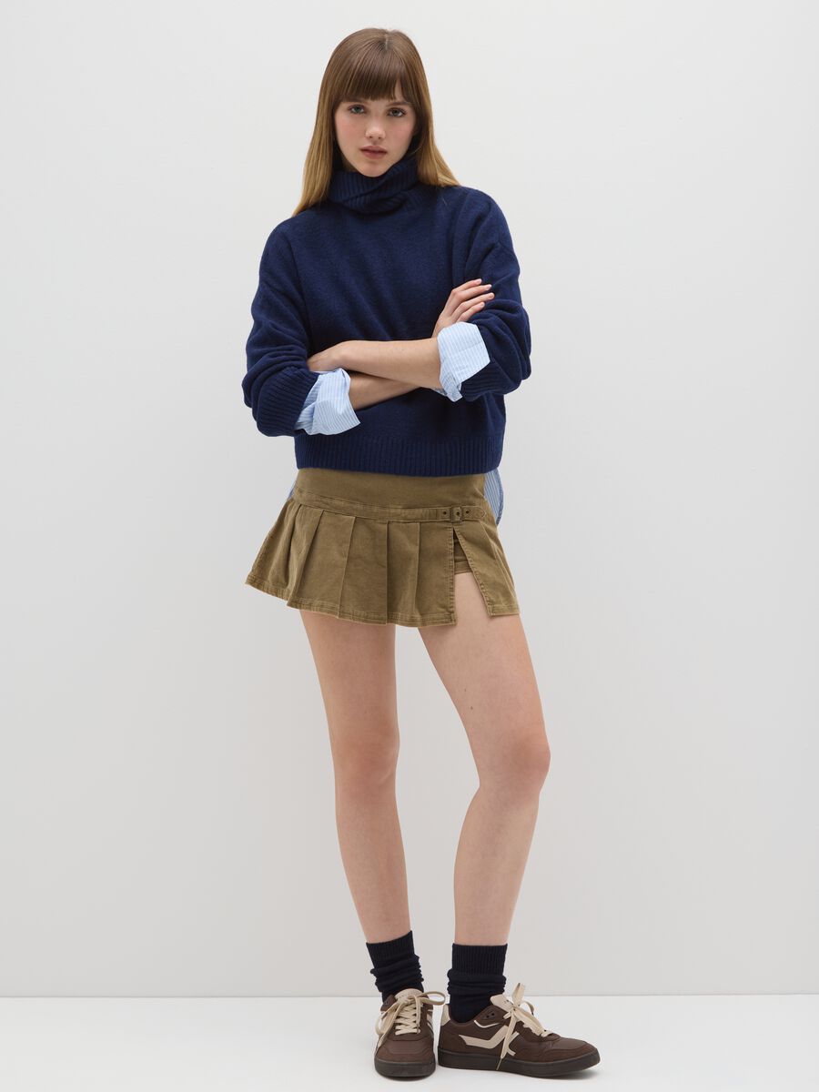 Maglione a collo alto blu regular fit_1