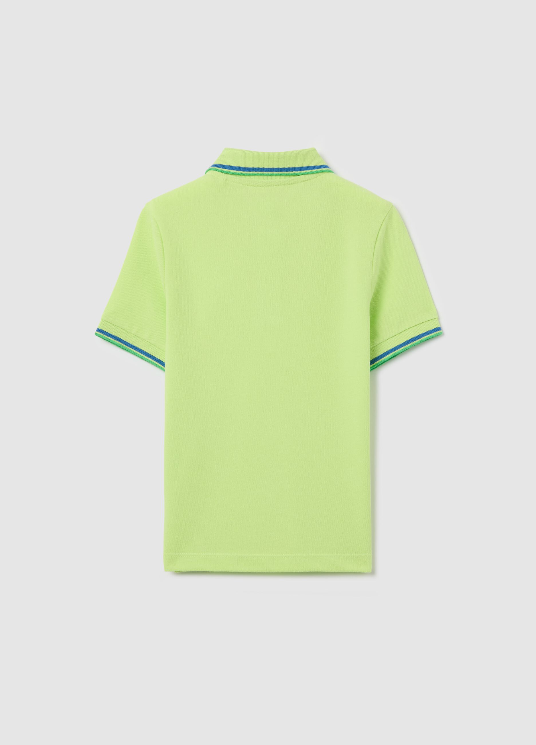 Cotton polo shirt with striped trims